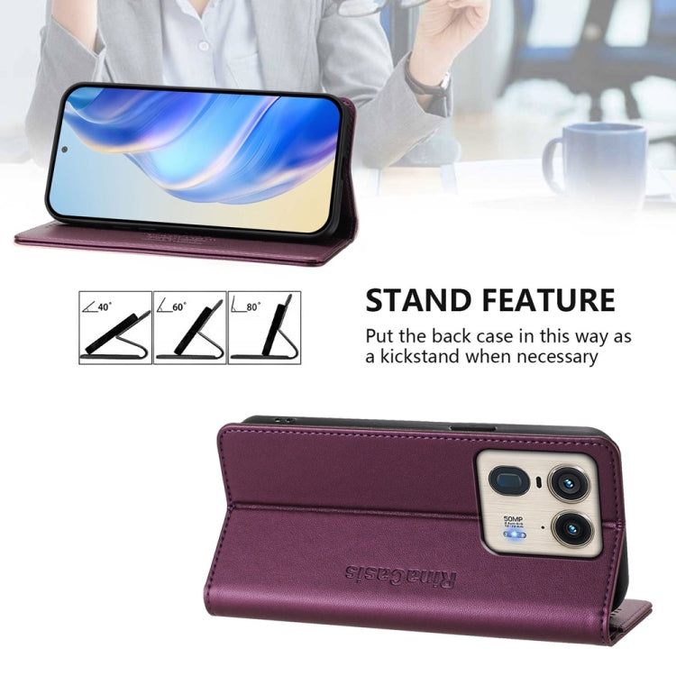 For Motorola Edge 50 Ultra / X50 Ultra RC01 Dual-Folded Magnetic Suction RFID Leather Phone Case