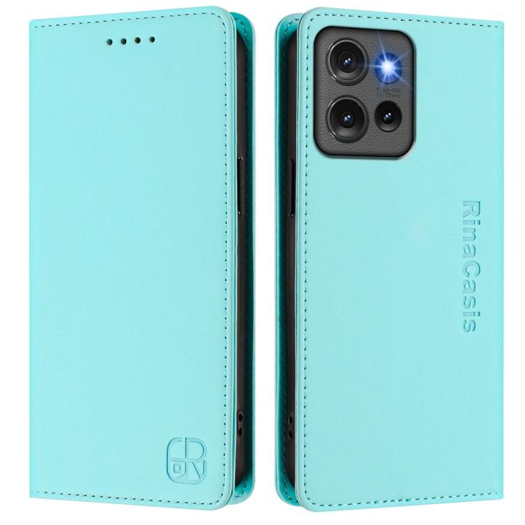 For Motorola Edge 50 Global RC01 Dual-Folded Magnetic Suction RFID Leather Phone Case