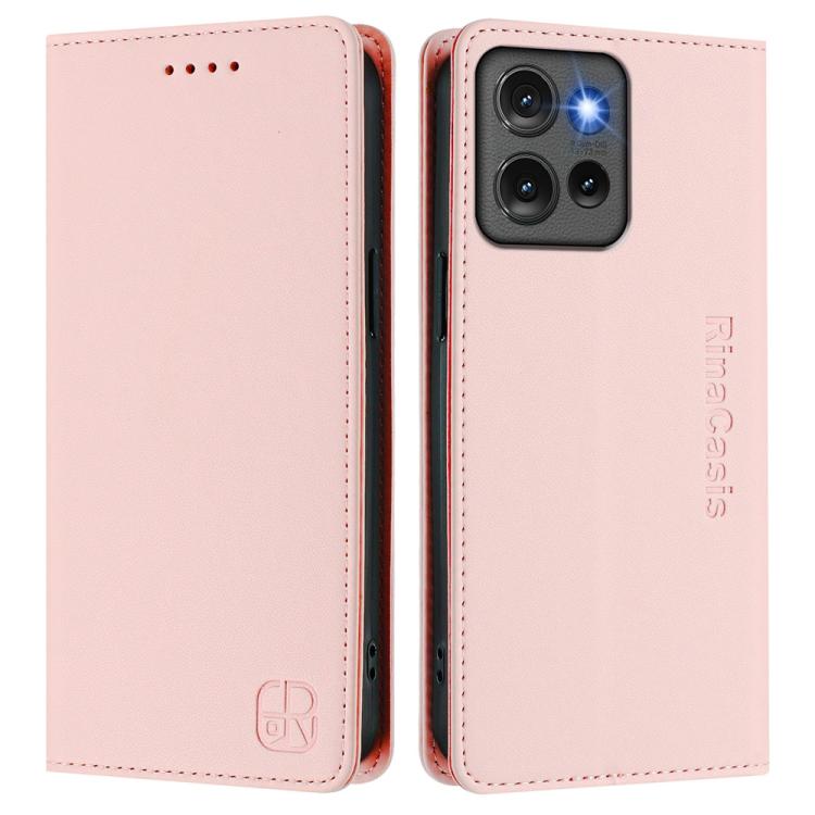 For Motorola Edge 50 Global RC01 Dual-Folded Magnetic Suction RFID Leather Phone Case