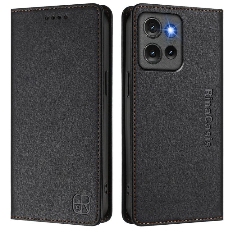 For Motorola Edge 50 Global RC01 Dual-Folded Magnetic Suction RFID Leather Phone Case