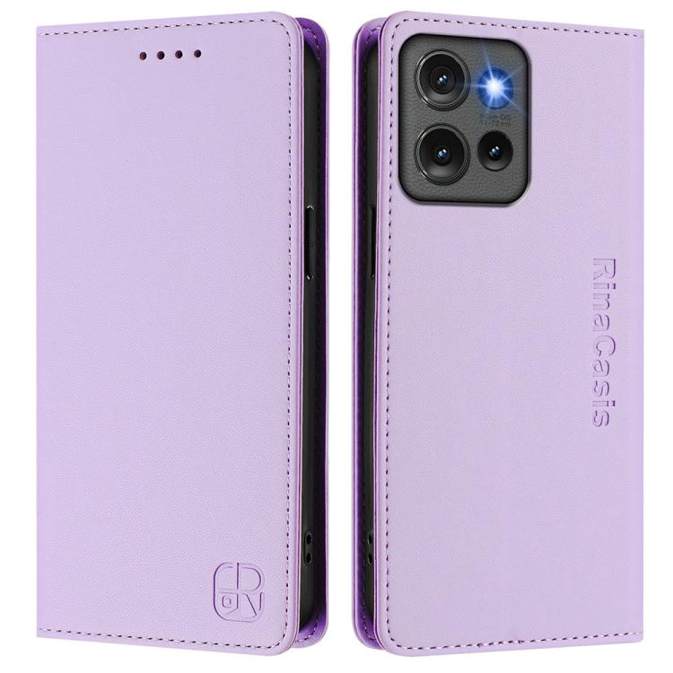 For Motorola Edge 50 Global RC01 Dual-Folded Magnetic Suction RFID Leather Phone Case
