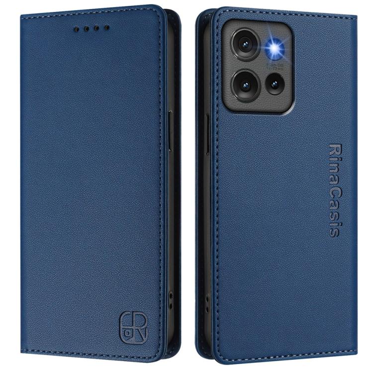 For Motorola Edge 50 Global RC01 Dual-Folded Magnetic Suction RFID Leather Phone Case