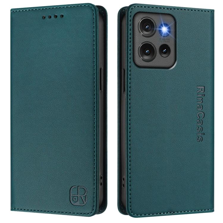 For Motorola Edge 50 Global RC01 Dual-Folded Magnetic Suction RFID Leather Phone Case