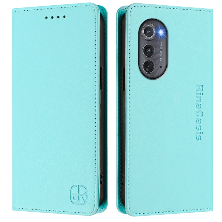 For Motorola Edge 2022 / Edge 5G UW 2022 RC01 Dual-Folded Magnetic Suction RFID Leather Phone Case