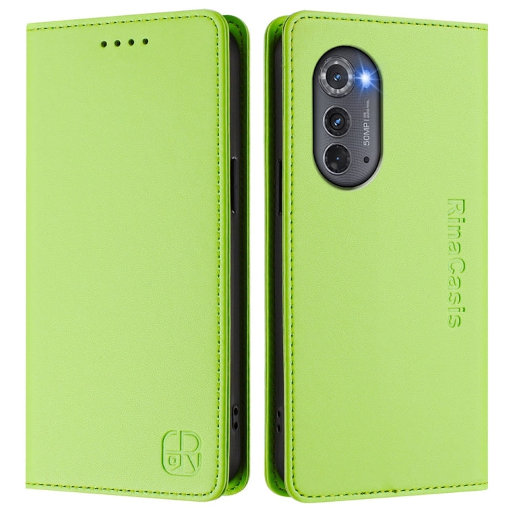 For Motorola Edge 2022 / Edge 5G UW 2022 RC01 Dual-Folded Magnetic Suction RFID Leather Phone Case
