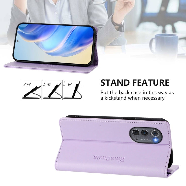 For Motorola Edge 2022 / Edge 5G UW 2022 RC01 Dual-Folded Magnetic Suction RFID Leather Phone Case