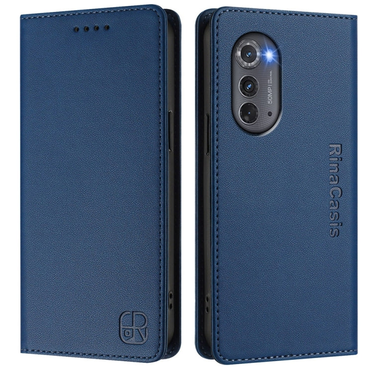 For Motorola Edge 2022 / Edge 5G UW 2022 RC01 Dual-Folded Magnetic Suction RFID Leather Phone Case