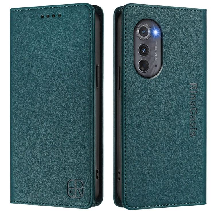 For Motorola Edge 2022 / Edge 5G UW 2022 RC01 Dual-Folded Magnetic Suction RFID Leather Phone Case