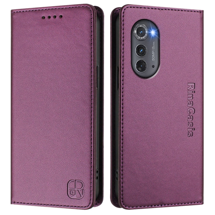 For Motorola Edge 2022 / Edge 5G UW 2022 RC01 Dual-Folded Magnetic Suction RFID Leather Phone Case