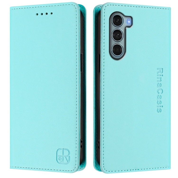 For Motorola Edge S30 / Moto G200 5G RC01 Dual-Folded Magnetic Suction RFID Leather Phone Case