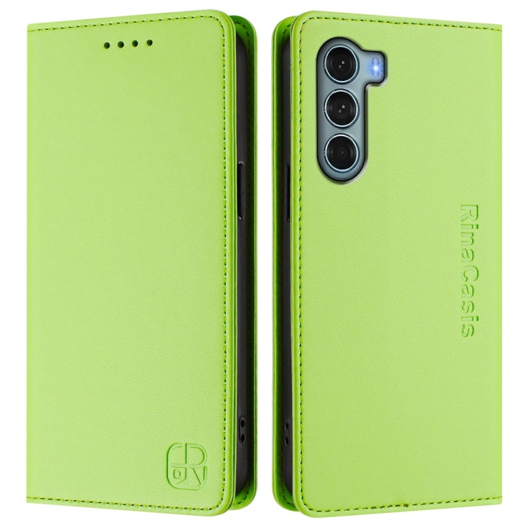 For Motorola Edge S30 / Moto G200 5G RC01 Dual-Folded Magnetic Suction RFID Leather Phone Case
