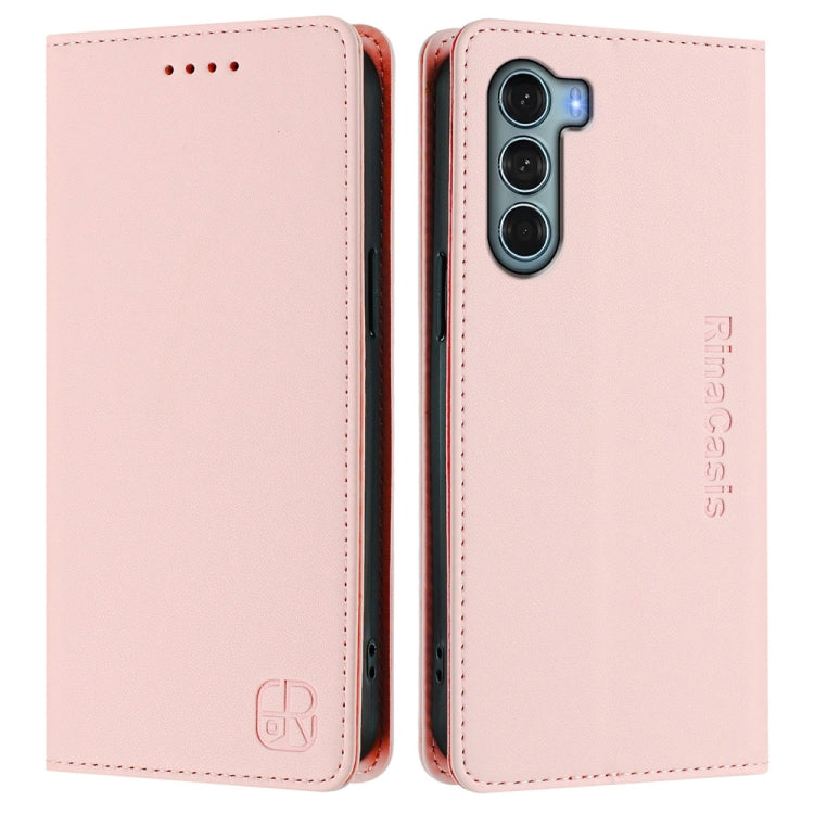 For Motorola Edge S30 / Moto G200 5G RC01 Dual-Folded Magnetic Suction RFID Leather Phone Case