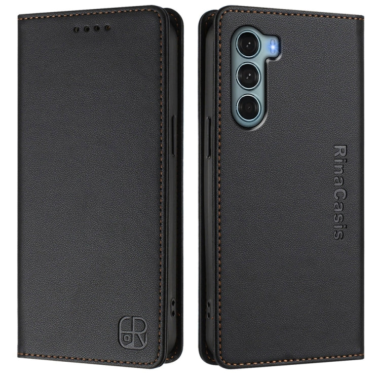 For Motorola Edge S30 / Moto G200 5G RC01 Dual-Folded Magnetic Suction RFID Leather Phone Case