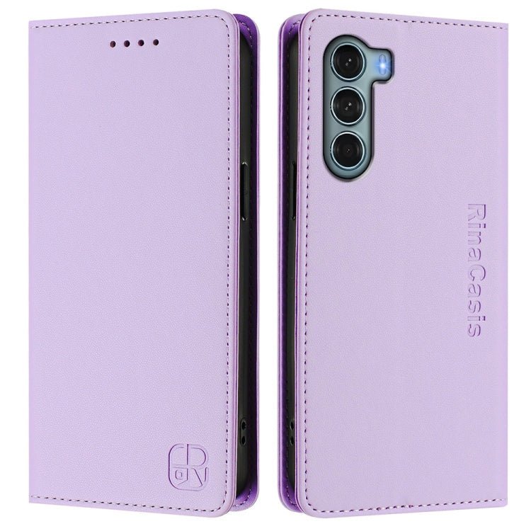 For Motorola Edge S30 / Moto G200 5G RC01 Dual-Folded Magnetic Suction RFID Leather Phone Case