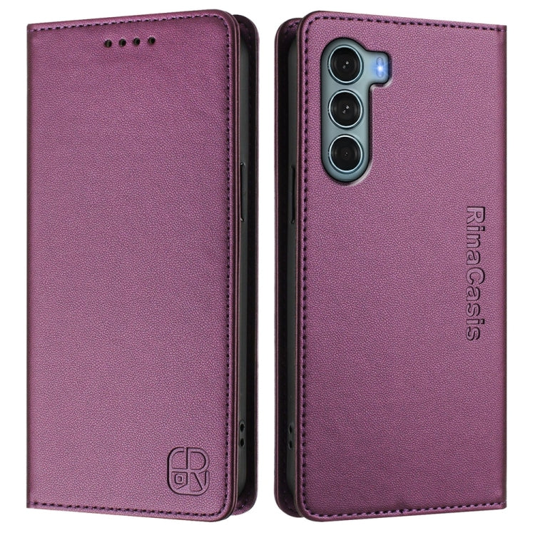 For Motorola Edge S30 / Moto G200 5G RC01 Dual-Folded Magnetic Suction RFID Leather Phone Case