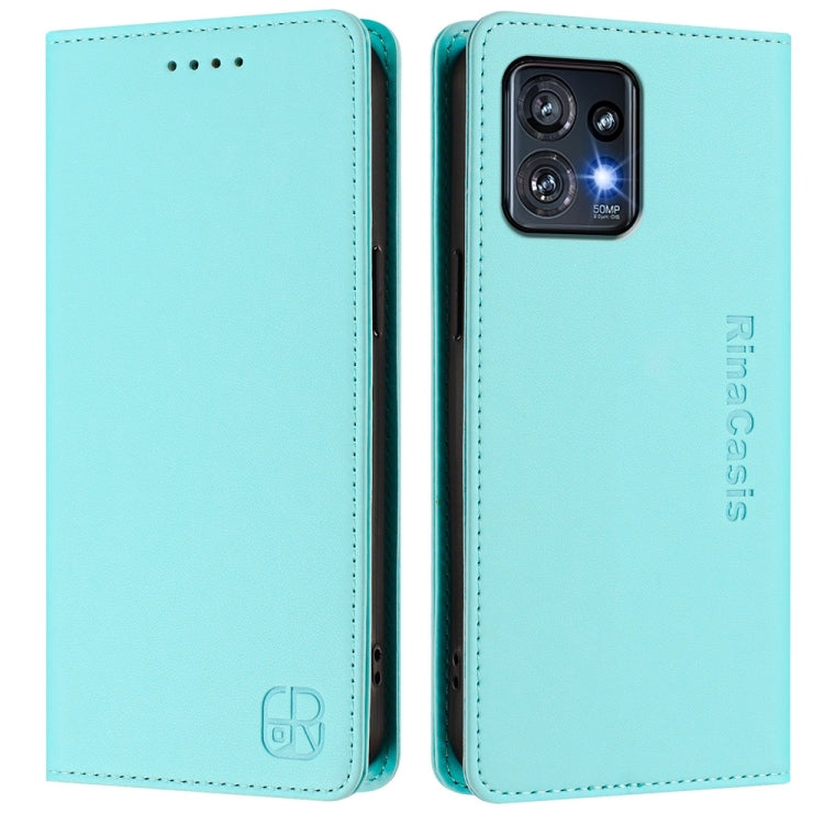 For Motorola Edge+ 2023 / Edge 40 Pro RC01 Dual-Folded Magnetic Suction RFID Leather Phone Case