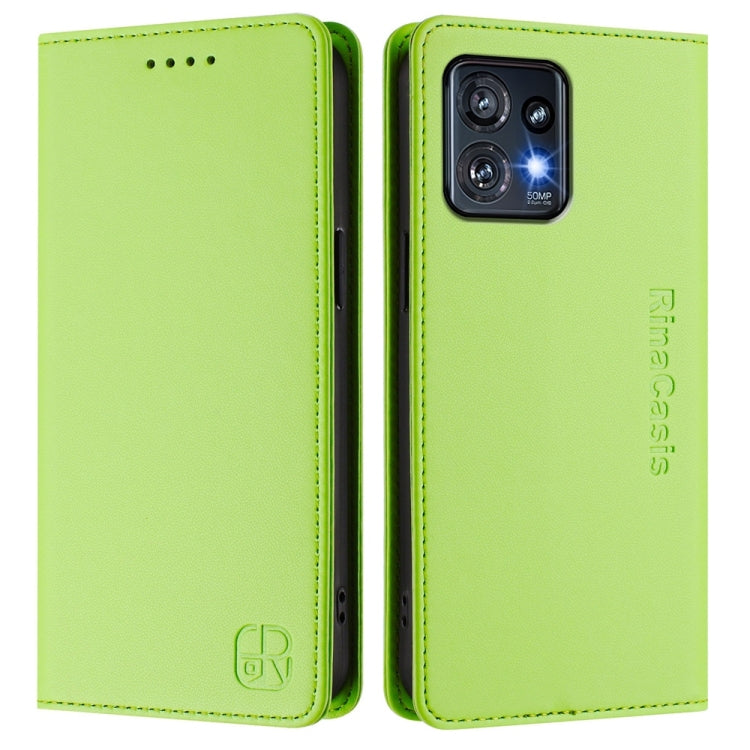 For Motorola Edge+ 2023 / Edge 40 Pro RC01 Dual-Folded Magnetic Suction RFID Leather Phone Case