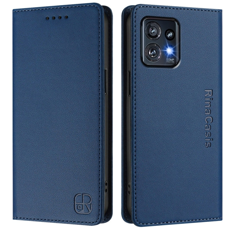 For Motorola Edge+ 2023 / Edge 40 Pro RC01 Dual-Folded Magnetic Suction RFID Leather Phone Case