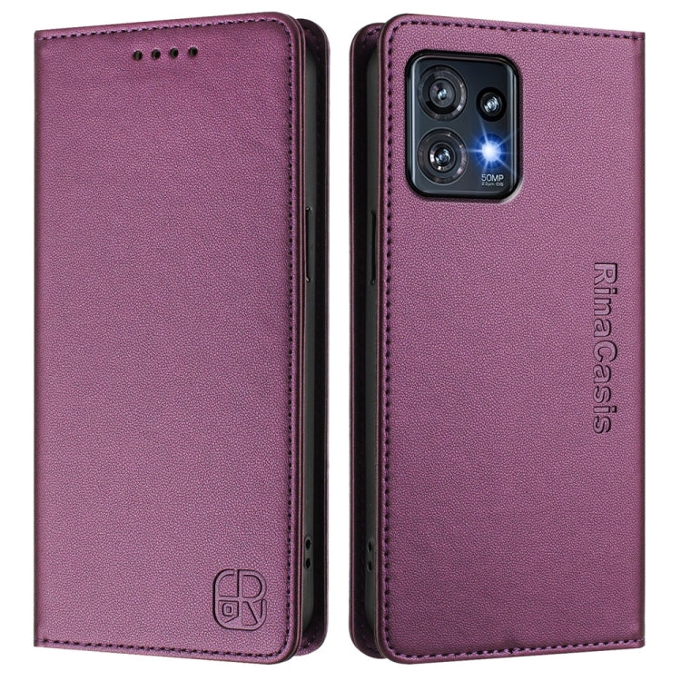For Motorola Edge+ 2023 / Edge 40 Pro RC01 Dual-Folded Magnetic Suction RFID Leather Phone Case