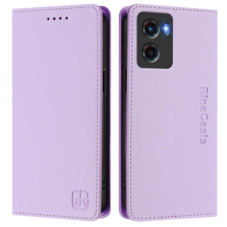 For Motorola Moto G05 RC01 Dual-Folded Magnetic Suction RFID Leather Phone Case