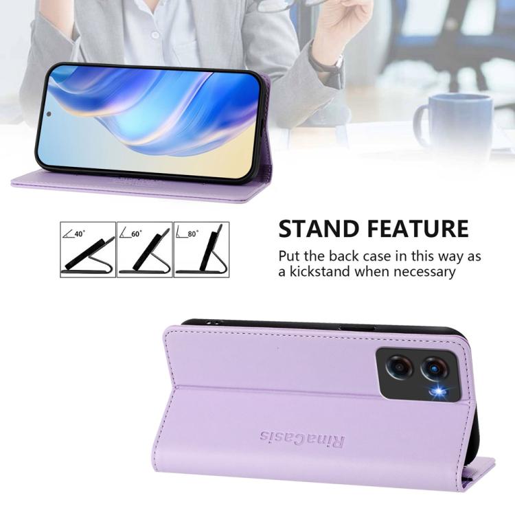 For Motorola Moto G05 RC01 Dual-Folded Magnetic Suction RFID Leather Phone Case