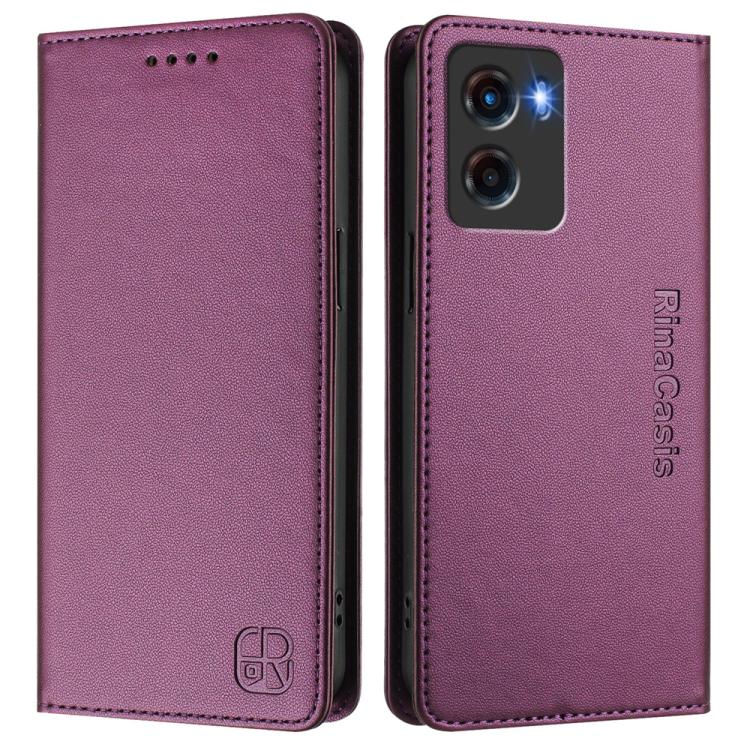 For Motorola Moto G05 RC01 Dual-Folded Magnetic Suction RFID Leather Phone Case