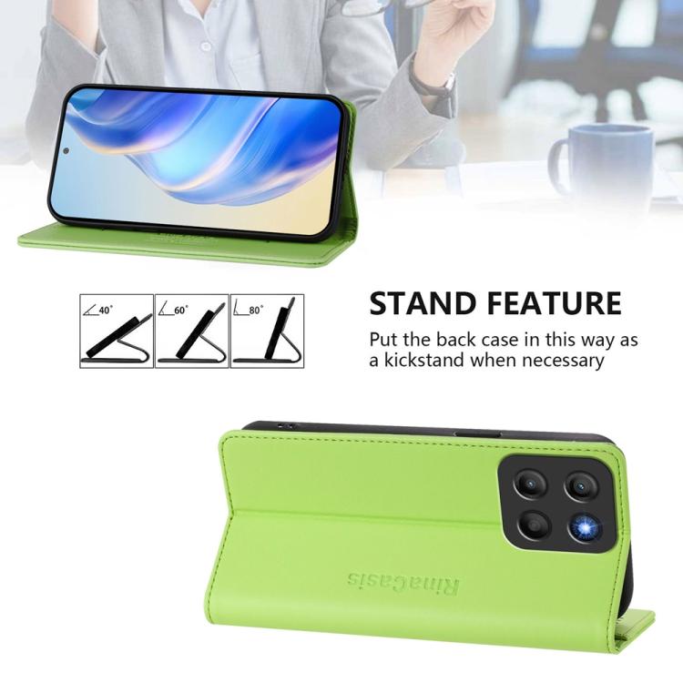 For Motorola Moto G15 RC01 Dual-Folded Magnetic Suction RFID Leather Phone Case