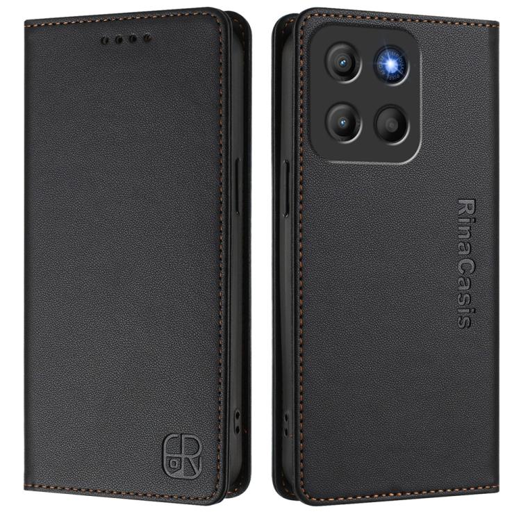 For Motorola Moto G15 RC01 Dual-Folded Magnetic Suction RFID Leather Phone Case