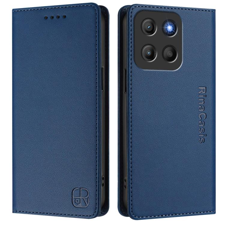 For Motorola Moto G15 RC01 Dual-Folded Magnetic Suction RFID Leather Phone Case