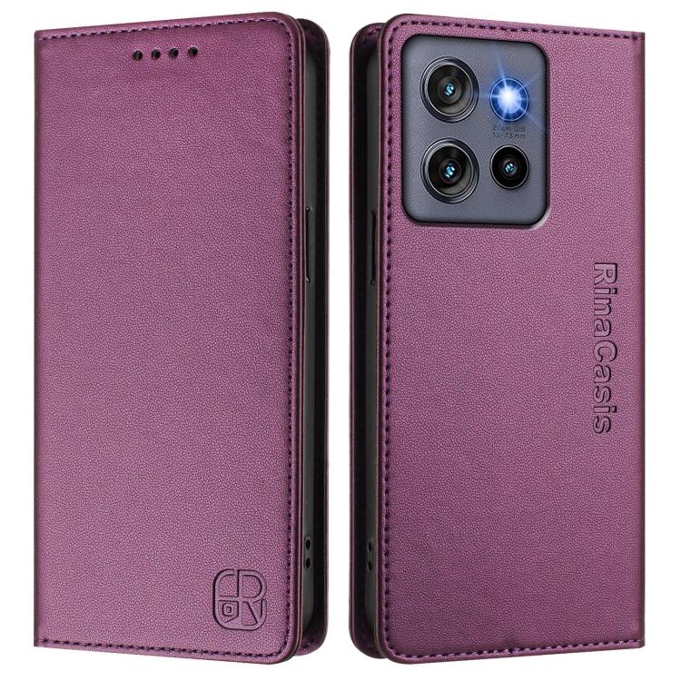 For Motorola Moto G Stylus  5G 2025 RC01 Dual-Folded Magnetic Suction RFID Leather Phone Case