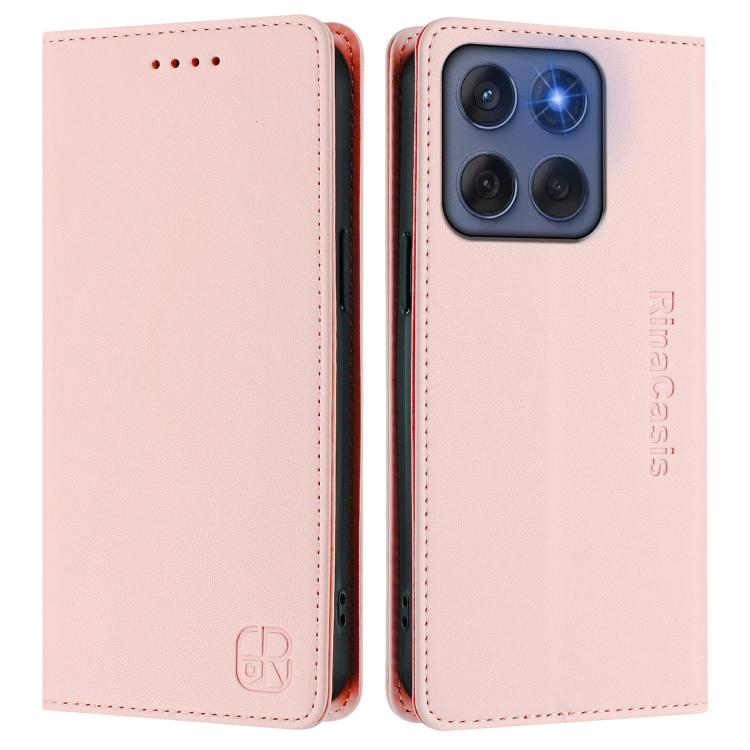 For Motorola Edge 5G 2025 / Edge 60 Fusion RC01 Dual-Folded Magnetic Suction RFID Leather Phone Case