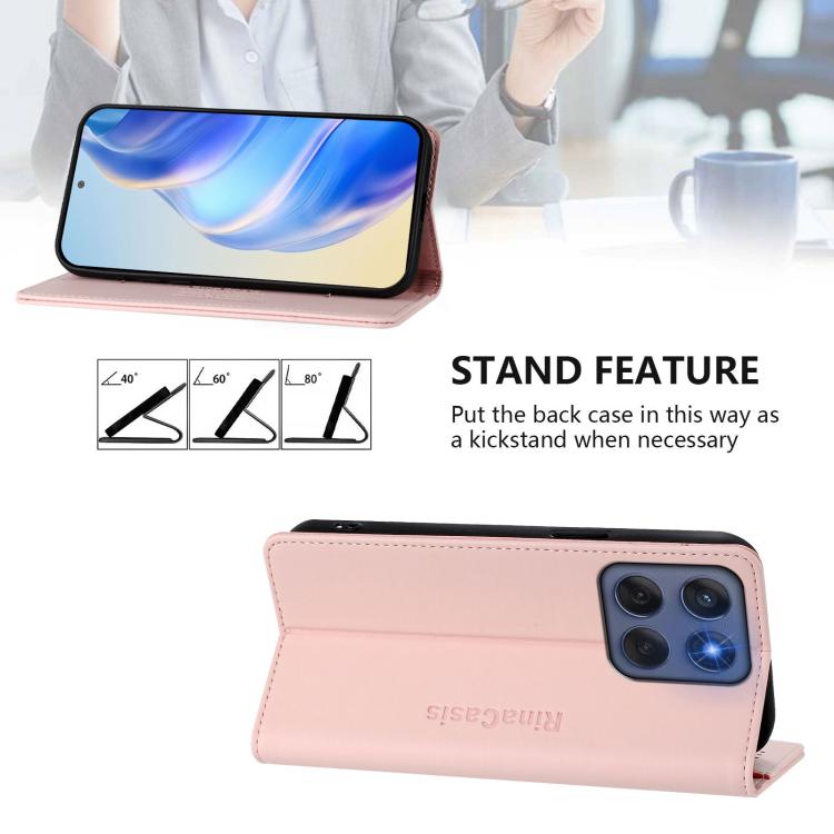 For Motorola Edge 5G 2025 / Edge 60 Fusion RC01 Dual-Folded Magnetic Suction RFID Leather Phone Case