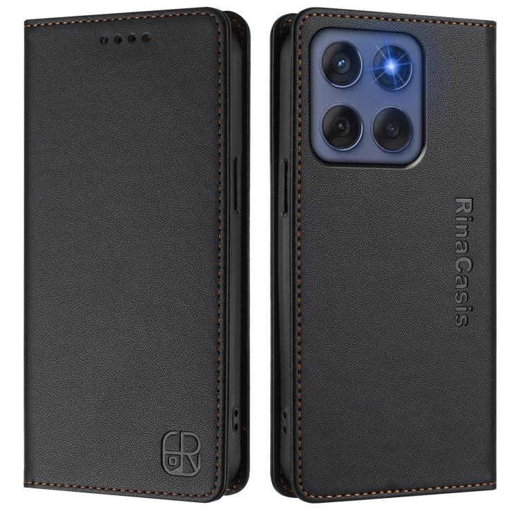 For Motorola Edge 5G 2025 / Edge 60 Fusion RC01 Dual-Folded Magnetic Suction RFID Leather Phone Case