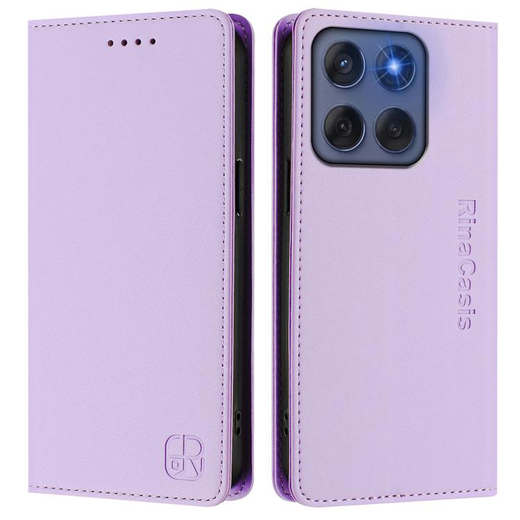For Motorola Edge 5G 2025 / Edge 60 Fusion RC01 Dual-Folded Magnetic Suction RFID Leather Phone Case