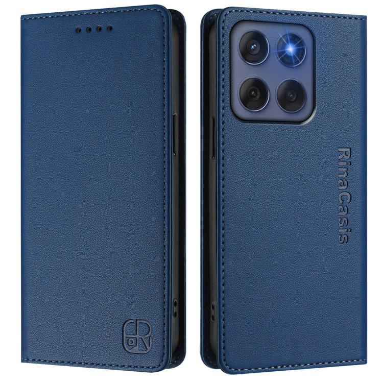 For Motorola Edge 5G 2025 / Edge 60 Fusion RC01 Dual-Folded Magnetic Suction RFID Leather Phone Case