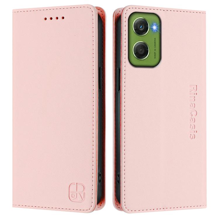 For Motorola Moto G06 4G RC01 Dual-Folded Magnetic Suction RFID Leather Phone Case