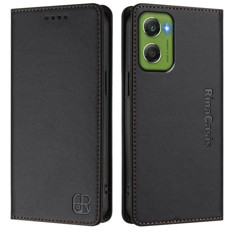 For Motorola Moto G06 4G RC01 Dual-Folded Magnetic Suction RFID Leather Phone Case