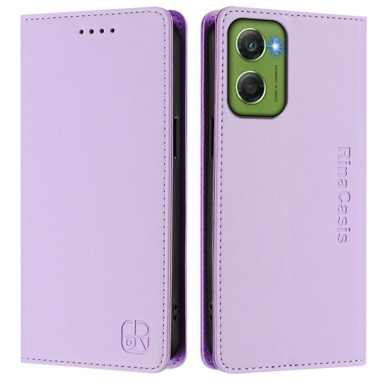 For Motorola Moto G06 4G RC01 Dual-Folded Magnetic Suction RFID Leather Phone Case