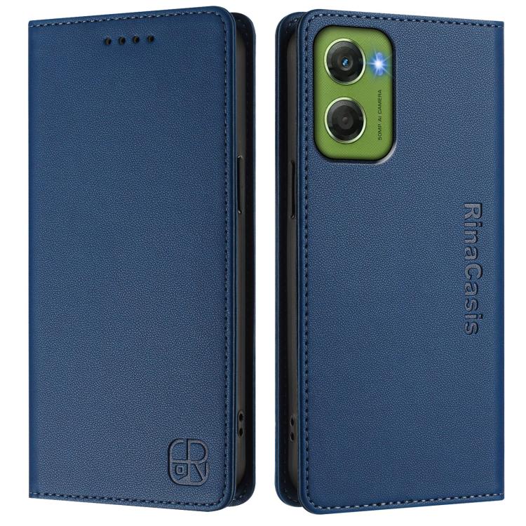 For Motorola Moto G06 4G RC01 Dual-Folded Magnetic Suction RFID Leather Phone Case