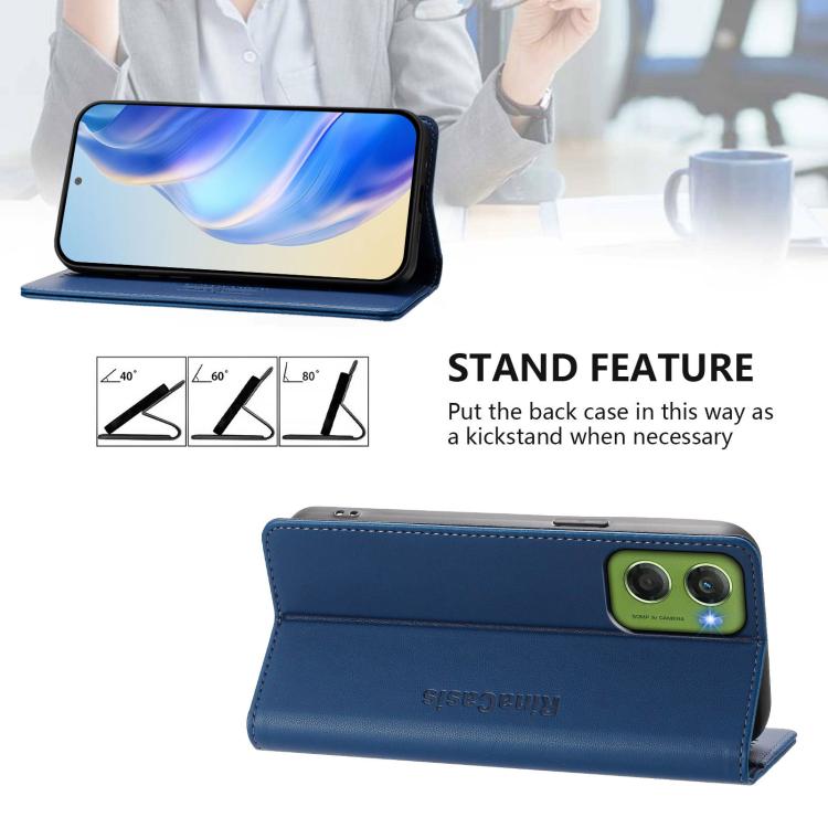 For Motorola Moto G06 4G RC01 Dual-Folded Magnetic Suction RFID Leather Phone Case