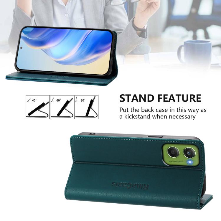 For Motorola Moto G06 4G RC01 Dual-Folded Magnetic Suction RFID Leather Phone Case