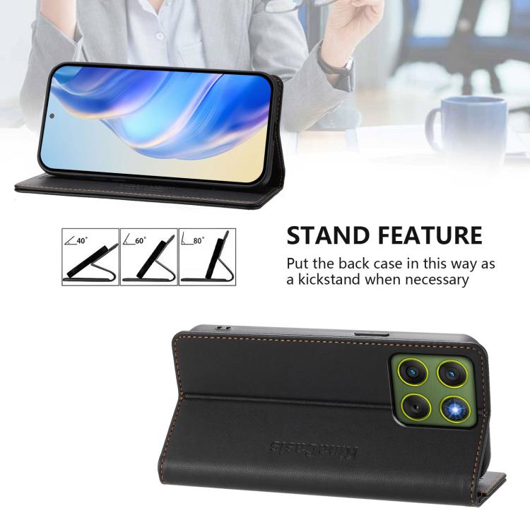 For Motorola Edge 70 5G / Moto X70 Air 5G RC01 Dual-Folded Magnetic Suction RFID Leather Phone Case
