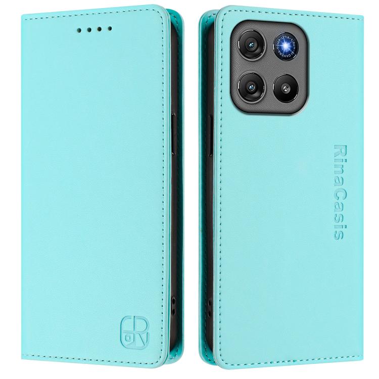 For Motorola Moto G67 Power 5G RC01 Dual-Folded Magnetic Suction RFID Leather Phone Case
