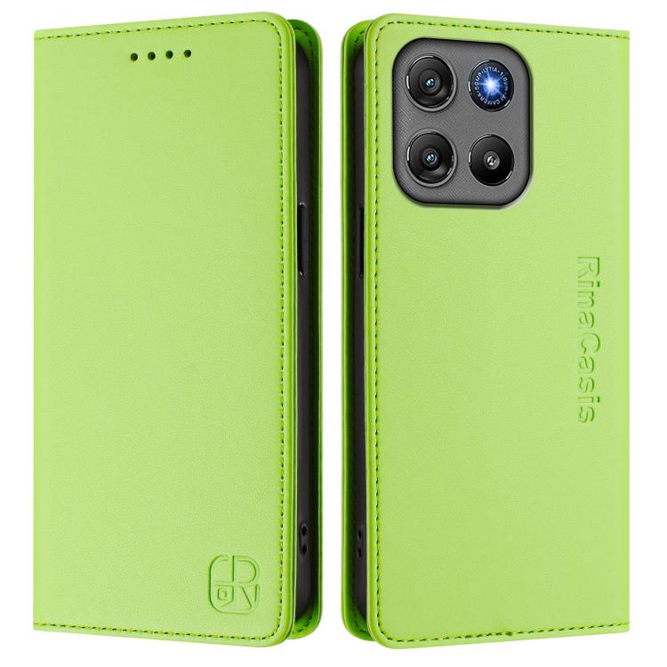 For Motorola Moto G67 Power 5G RC01 Dual-Folded Magnetic Suction RFID Leather Phone Case