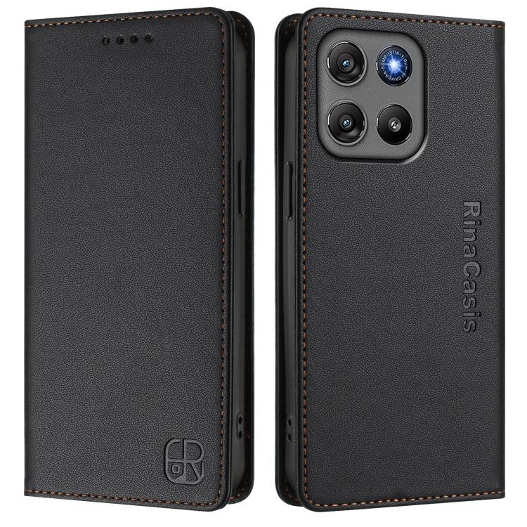 For Motorola Moto G67 Power 5G RC01 Dual-Folded Magnetic Suction RFID Leather Phone Case