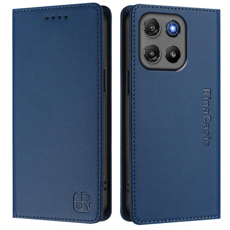For Motorola Moto G67 Power 5G RC01 Dual-Folded Magnetic Suction RFID Leather Phone Case