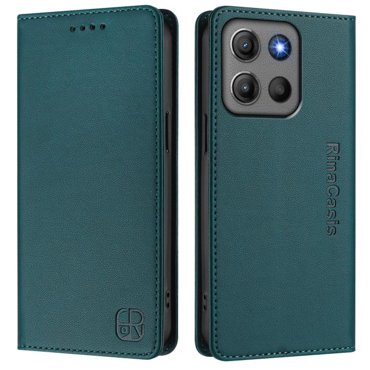 For Motorola Moto G17 4G / G17 Power 4G RC01 Dual-Folded Magnetic Suction RFID Leather Phone Case