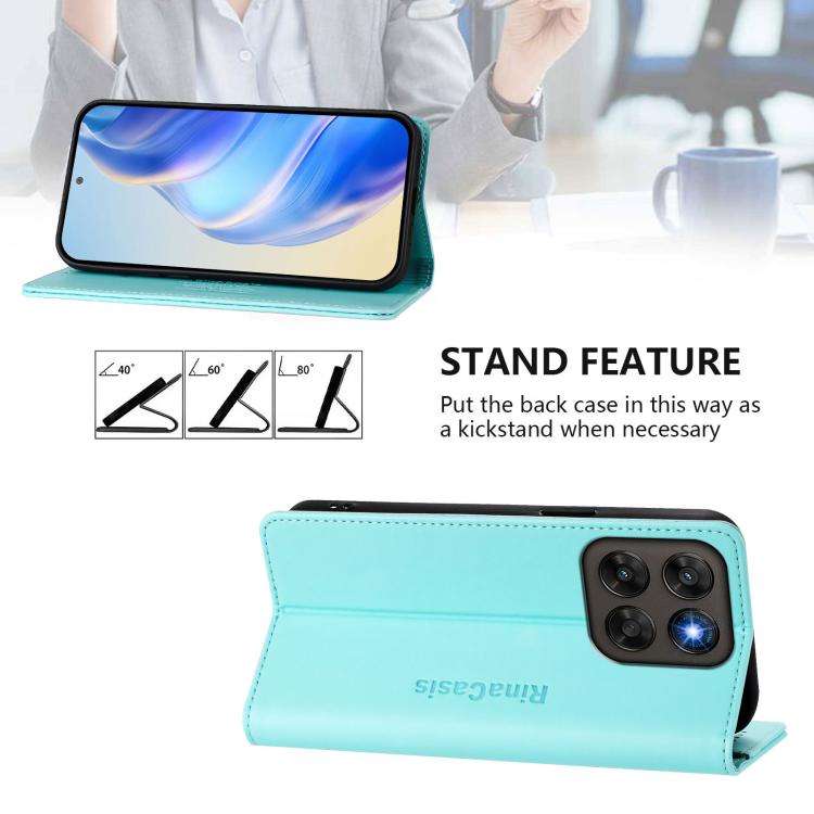 For Motorola Moto G87 / G67 5G / G77 5G RC01 Dual-Folded Magnetic Suction RFID Leather Phone Case