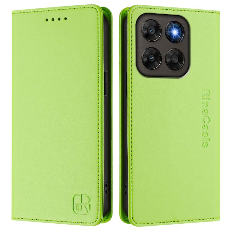 For Motorola Moto G87 / G67 5G / G77 5G RC01 Dual-Folded Magnetic Suction RFID Leather Phone Case