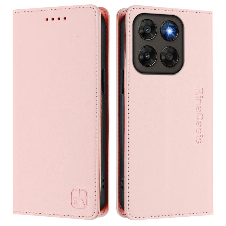 For Motorola Moto G87 / G67 5G / G77 5G RC01 Dual-Folded Magnetic Suction RFID Leather Phone Case
